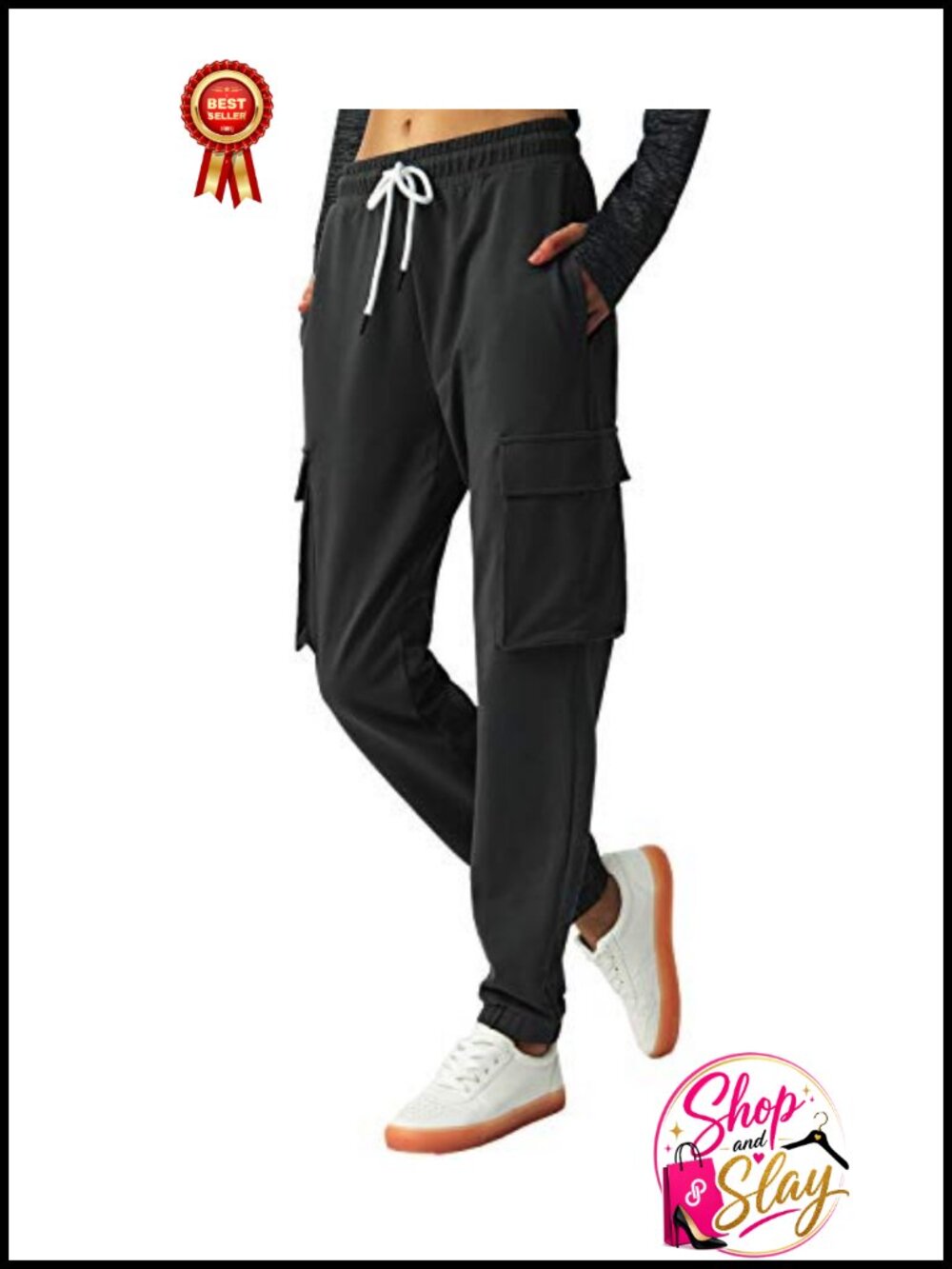Women's Cargo Sweatpants Cotton Joggers High Rise Cuffed Cotton Blend